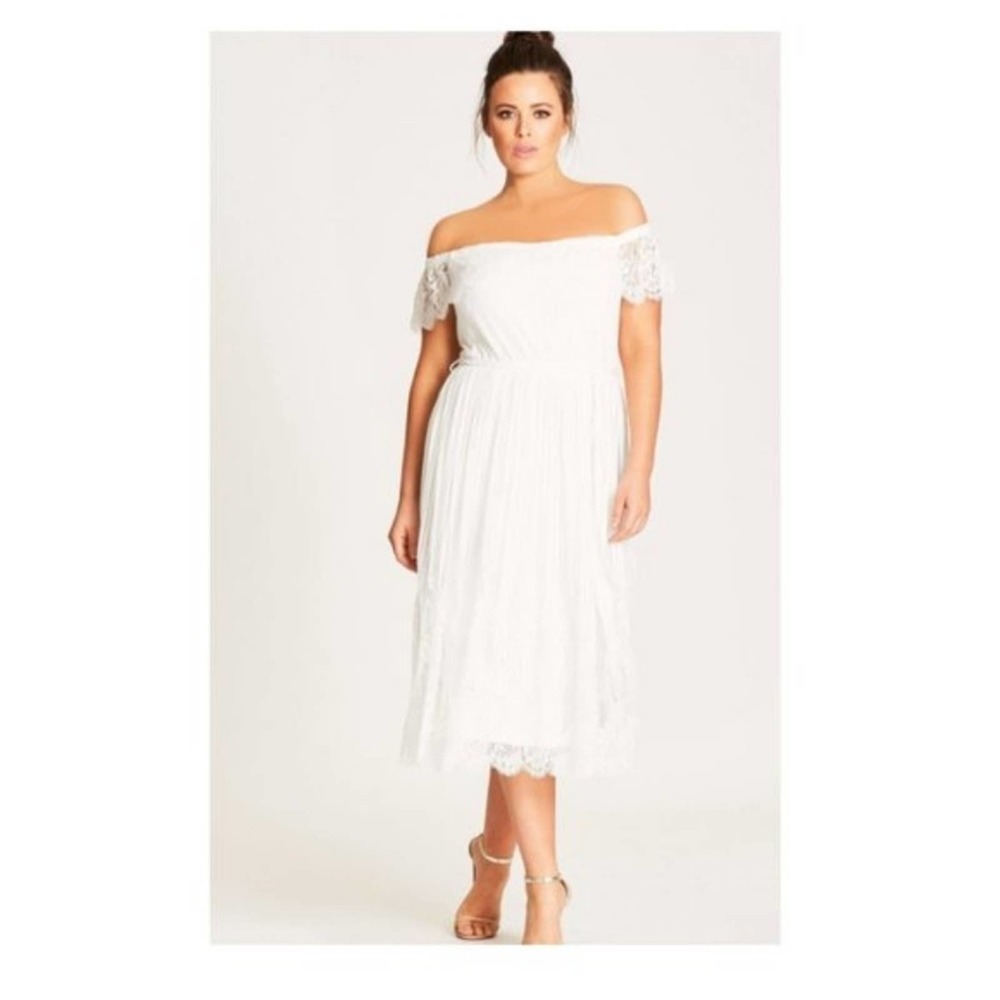 CITY Chic ivory white vine detail lace womens midi dress plus size M 18 new!!
